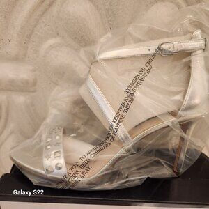 Nine West "Maziany" Silver Heeled Sandals. NIB. Size 11.